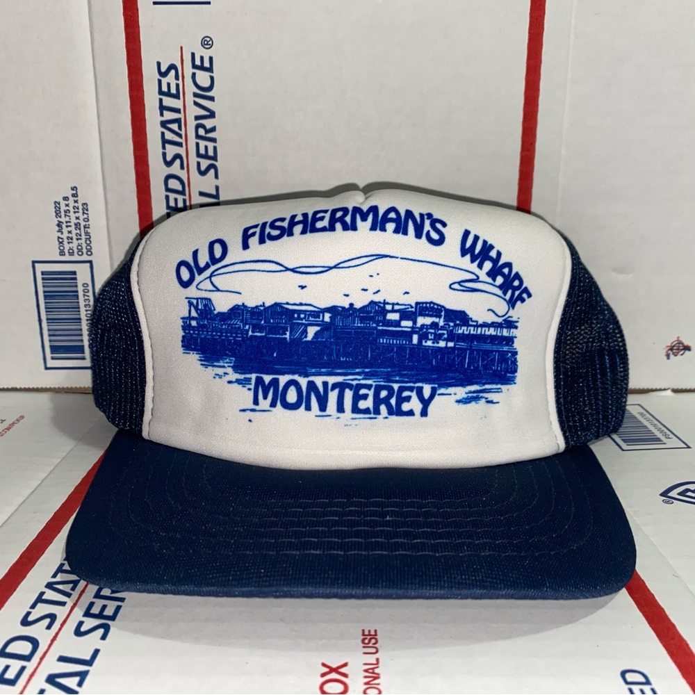 Monterey old Fisherman's 🎣 Wharf Trucker Hat SnapBack cap vtg seaside ocean 🌊